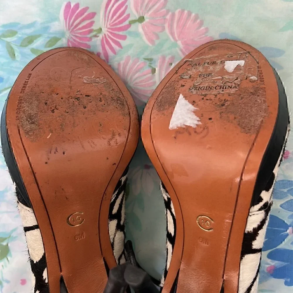 10 Crosby Derek Lam Animal Print Hair On Lace Up Heels 6